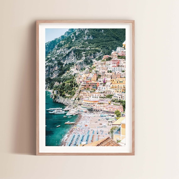 Fine Art Beach Photography Print Positano Italy Photo Coastal Home Decor Art Amalfi Coast Photography Mediterranean Beach Vertical Art Print