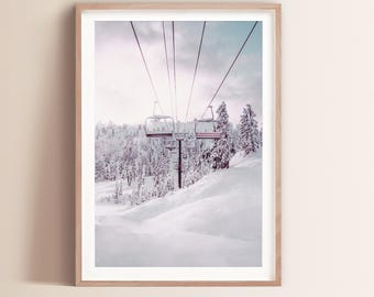 Fine Art Ski Lift Mountain Snowy Pine Tree Forest Photography Print Wall Art Photo Mountain Eclectic Home Decor Photography Ski Lake Tahoe