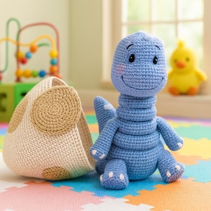 Crochet Baby Dinosaur Stacking Toy Pattern | Amigurumi Dino in Egg, Kids Sensory Toy, Beginner Crochet PDF, Instant Download