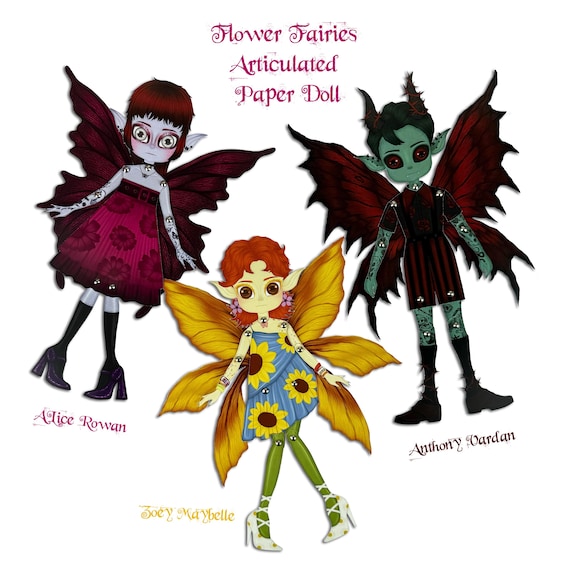 Movable Fairy Paper Dolls Set Of Flower Fairies Articulated Paper