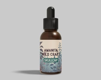 Skullcap | 50ml glass amber dropper bottle | Ultrasonic extracted Highly potent Non-alcohol tincture, Handmade in Lancashire, UK