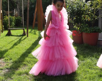 Baby girls birthday, party tulle dress ,candy pink colour ,extra puffy,princess dress