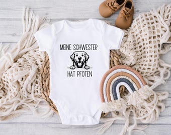 Mijn zus heeft poten bodysuit, gepersonaliseerd babycadeau, gepersonaliseerde babybody met honden, kraamcadeau, huisdier babybody