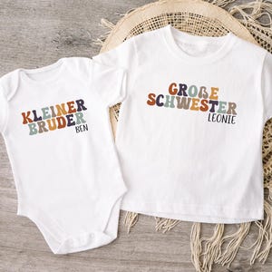 Tenue frère/sœur, Grand frère/soeur, Petit frère/soeur, Annonce de grossesse, T-shirts personnalisés pour enfants Body bébé