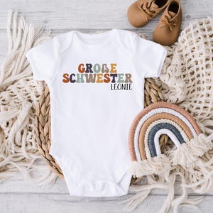 Große Schwester Body, Body personalisiert, Schwangerschaft verkünden, personalisiert mit Namen,  Geschenk zur Geburt, Babyankündigung