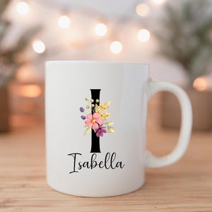 Taza personalizada con letra y nombre, regalo de taza, taza de café para novia, colega, regalo de cumpleaños para mamá, regalo del Día de la Madre