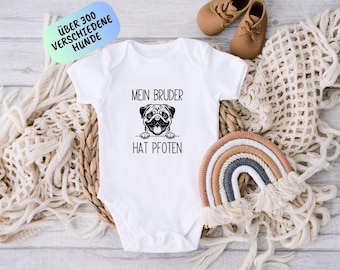 Mijn broer heeft poten bodysuit, gepersonaliseerd babycadeau, gepersonaliseerde babybody met honden, kraamcadeau, huisdier babybody