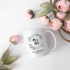 Mug Mr. & Mrs. with name and date personalizable, wedding gift, wedding anniversary gift, JGA gift mug, wedding mug