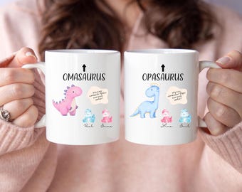 Tazza di dinosauro personalizzata per nonna e nonno con nome, regalo di compleanno per nonni da nipoti, regalo tazza nonna nonno compleanno