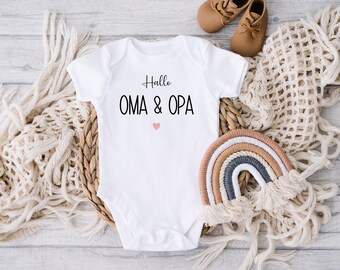Baby Body "Hallo OMA und OPA", Schwangerschaftsverkündung, Geschenk für Großeltern,  Du Wirst Oma Body, Ihr werdet Oma und Opa Babybody
