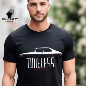 Inspired by the Classic Saab 900 T shirt | Vintage Car Lover Short Sleeve | Retro Race Car Apparel Gift for Dad, Husband or Boyfriend.