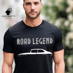 Inspired by the Classic Saab 900 T shirt | Vintage Car Lover Short Sleeve | Retro Race Car Apparel Gift for Dad, Husband or Boyfriend.