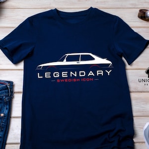 Inspired by the Classic Saab 900 T shirt | Vintage Car Lover Short Sleeve | Retro Race Car Apparel Gift for Dad, Husband or Boyfriend.