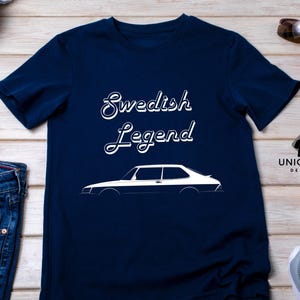 Inspired by the Classic Saab 900 T shirt | Vintage Car Lover Short Sleeve | Retro Race Car Apparel Gift for Dad, Husband or Boyfriend.