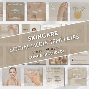 Skincare Instagram Templates | Esthetician Template | Skincare Social Media Posts | Skincare Bundle | Skincare Coach | Dermatologist