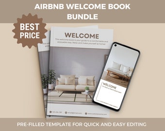Modello di libro di benvenuto Airbnb / Libro degli ospiti VRBO / Pacchetto Airbnb / Modello di affitto per le vacanze / Libro di benvenuto digitale / Libro degli ospiti mobile