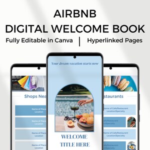 Digital Airbnb-välkomstbok | Mobil gästbok | Semesterbostad | Canva Airbnb-guidebok | Redigerbar digital gästbok | VRBO-husmanual