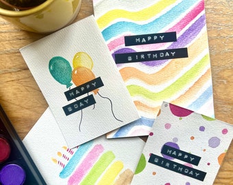 Watercolour hand painted greeting cards (pack)