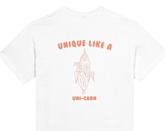 Monoglee T-Shirt « Unique like a » - Licorne, T-shirt de dessin animé rétro, T-shirt Meme, T-shirt drôle, Unisexe