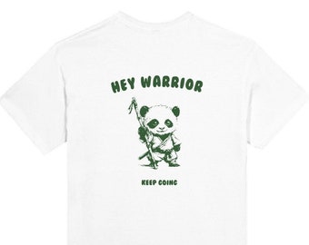 Monoglee T-Shirt "Hey Warrior" - Keep going, Retro Cartoon T Shirt, Meme T Shirt, Animal T-Shirt, Unisex