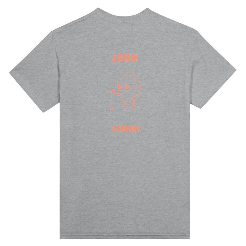 Monoglee T-Shirt John Lemon, Retro Cartoon T Shirt, Meme T Shirt, Fruit T-Shirt, Unisex Sports Grey