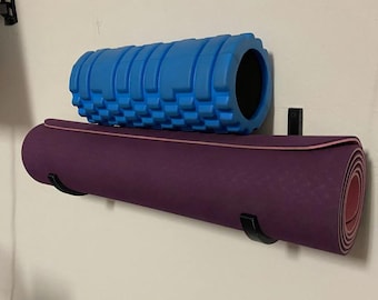 Soporte de pared para esterilla de yoga y rodillo de espuma: soporte para equipo de gimnasio