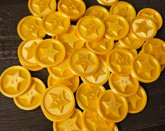 Monedas con forma de estrella impresas en 3D: Recuerdos de fiesta dorados y fichas de juego
