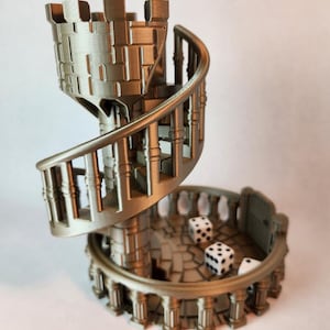 Spiral Staircase Castle Dice Tower - 7" Tall - Perfect for D&D and Board Games