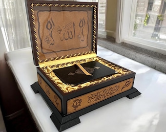 Personalized Quran Set with Wood Storage Box | Islamic Wedding, Birthday,Ramadan, Eid Gifts