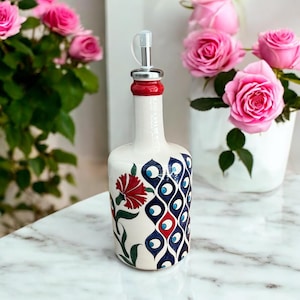 Turkish Ceramic Oil Bottle, Olive Oil Bottle, Mediterranean Kitchen Decor, Ceramic Bottle, Olive Oil Dispenser, Ceramic Oil Dispenser, Cruet