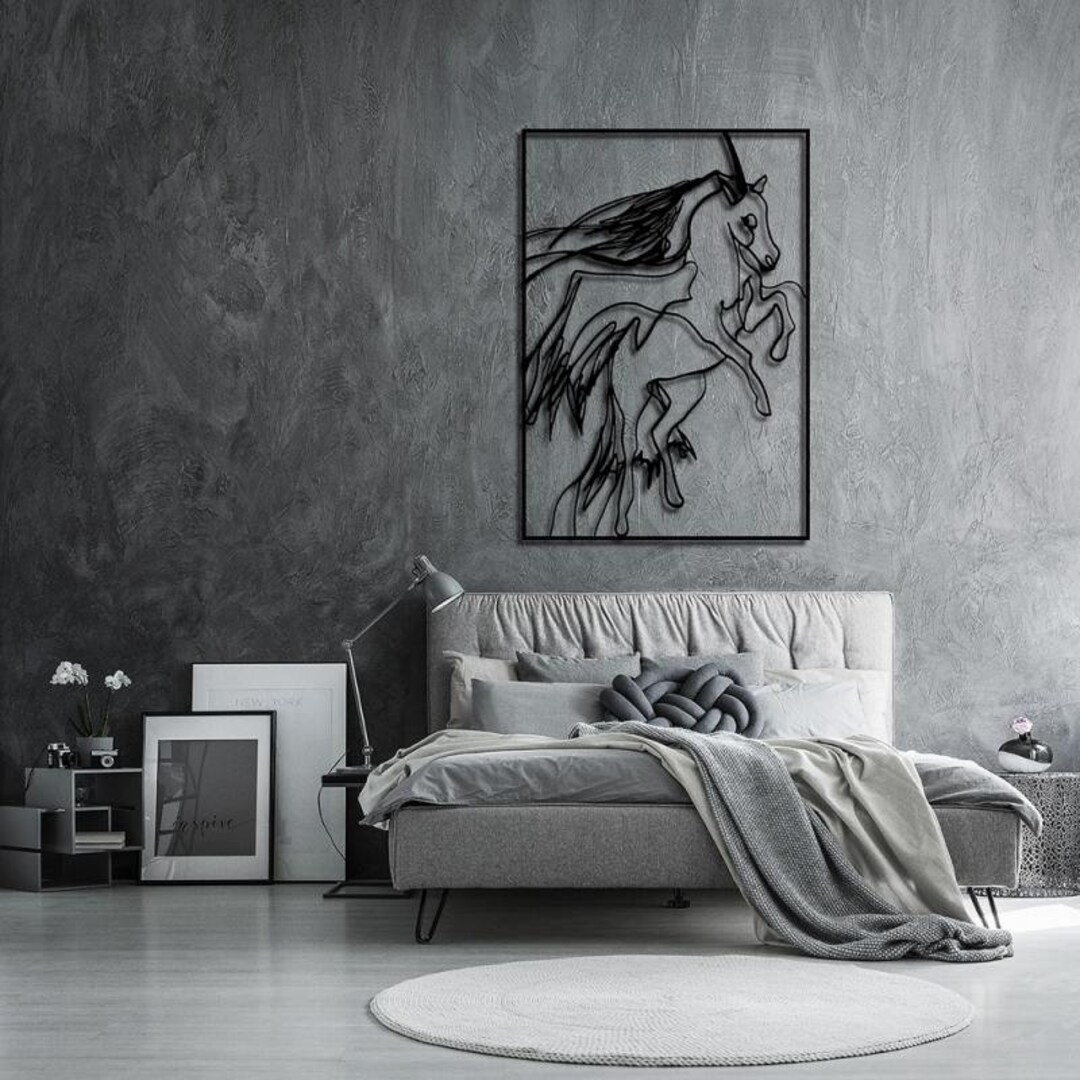 Unicorn Metal Wall Decor, Unicorn Wall Art, Minimalist Home Art, Modern ...