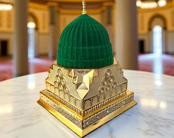 Al-Masjid Al-Nabawi Replica: Green Dome Islamic Home - Table Decor