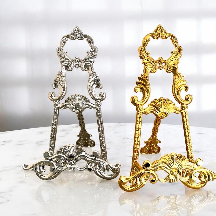 Lot de 4 supports d'assiettes en métal pour articles