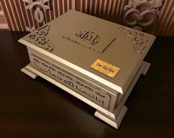 Personalized Wooden Quran Box: Quran Holder, Islamic Wedding - Ramadan Gift