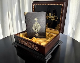 Engraved Wooden Quran Box Set, Islamic Wedding, Birthday, Father’s Day Gifts, Muslim Favors