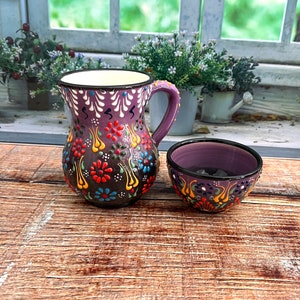 Handgemachte Keramik Becher Schüssel Set: Türkischer Kaffee Tee Suppentasse