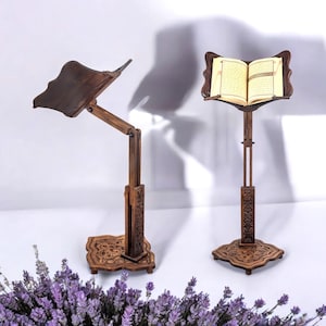 Atril de madera ajustable para libros: Corán, Biblia y libros de cocina