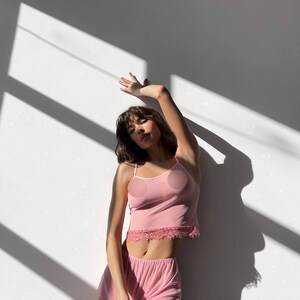 White bridesmaid pajama Women's nightwear set Transparent nightgown with Crop tip and Mini shorts Plus size lingerie Bridal lingerie Wedding underwear