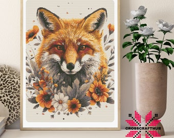 Fox Cross Stitch Pattern, Landscape Cross Stitch Designs, Beginner Embroidery Kit, Embroidery Pattern Easy Cross Stitch Pdf