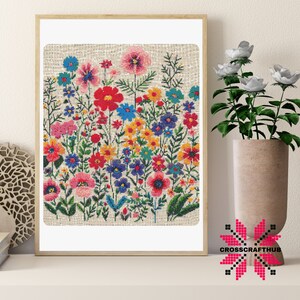 Cute Flower Cross Stitch Pattern Embroidery, Floral Cross Stitch Designs, Cross Stitch Chart, Easy Cross Stitch Pdf Download