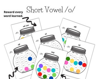 Sight Words, Short Vowel o, Reading Tracker, Reward Chart for Preschool Curriculum, Homeschooling