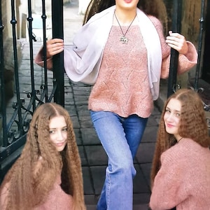 Peach-colored sweater from the 2000s, German and English PDF instructions for size 38