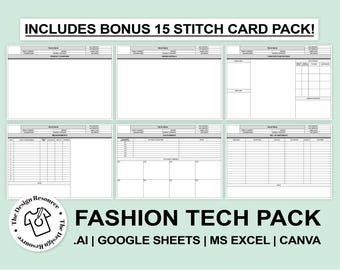 FASHION TECHNICAL PACK - Design Details | Construction Page | Bom | Stitch Cards | Editable files | Fashion Design - Apparel
