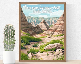 Badlands National Parks Poster, South Dakota Home Decor, Western Aesthetic Wall Art, Old West - Printable Digital Download