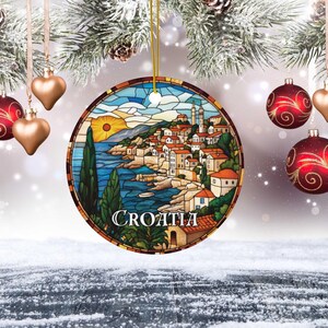 Croatia Stained Glass Christmas Ornament