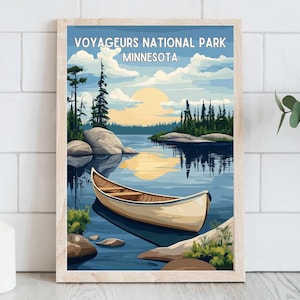 Voyageurs National Park Travel Poster Minnesota Home Decor Retro Travel Art Lake House Artwork Minnesota Outdoors - Digital Download