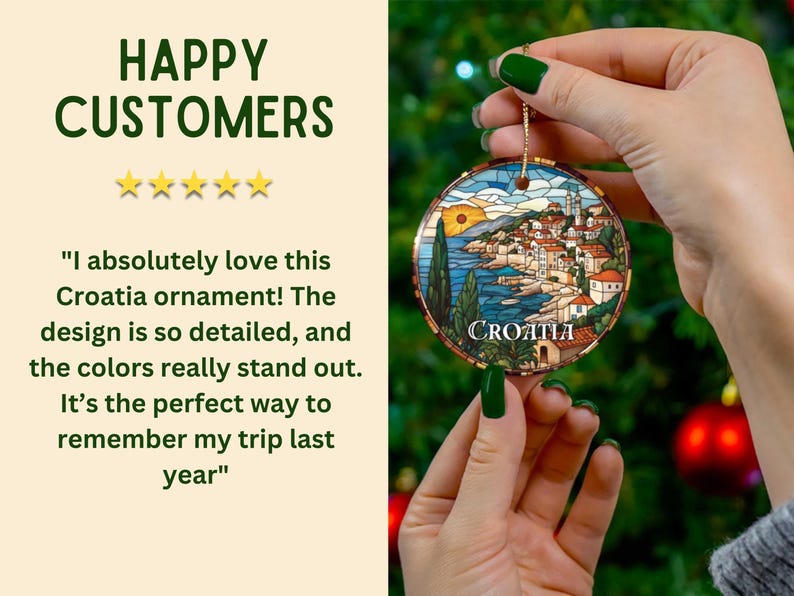 Croatia Stained Glass Christmas Ornament
