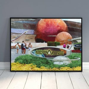 Mission Space Gemälde Druck, Disney World Florida Wandkunst, Geschenk für Disney-Liebhaber, Epcot Kunstwerk Disney inspiriert Wohnkultur