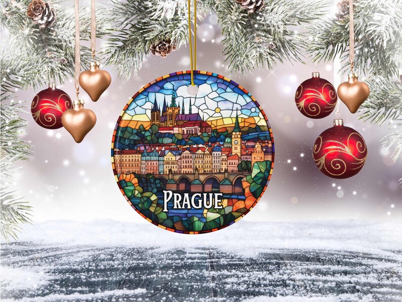 Prague Stained Glass Christmas Ornament