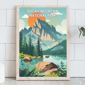 Colorado Rocky Mountain National Park Poster Western Nature Artwork Retro WPA Travel Print - Instant Download